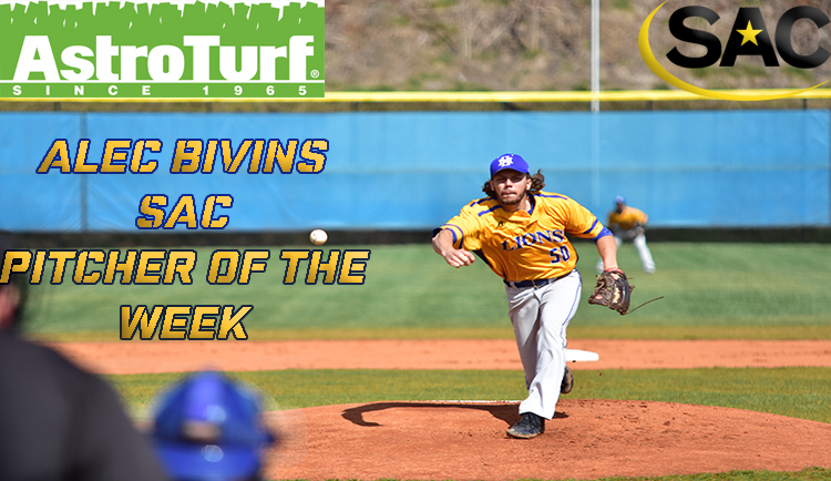 Bivins Named AstroTurf South Atlantic Conference Pitcher of the Week